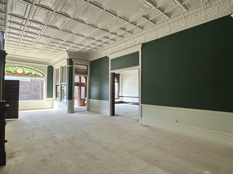 main floor initial dark green paint